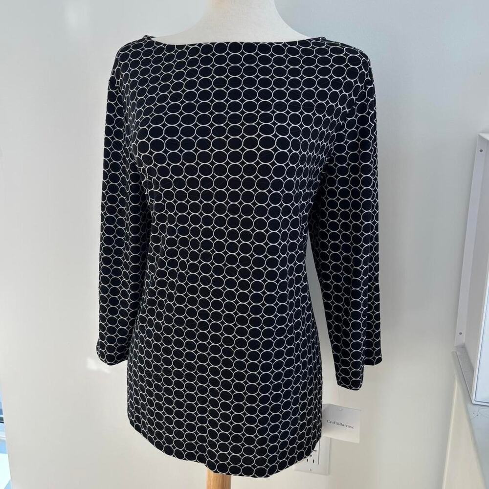 Croft and Barrow Black and White Geometric Blouse, 3/4 Sleeved Sz XL NWT